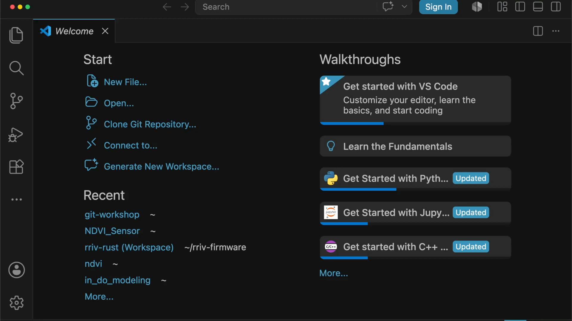 Video showing how to open a project using VS Code
